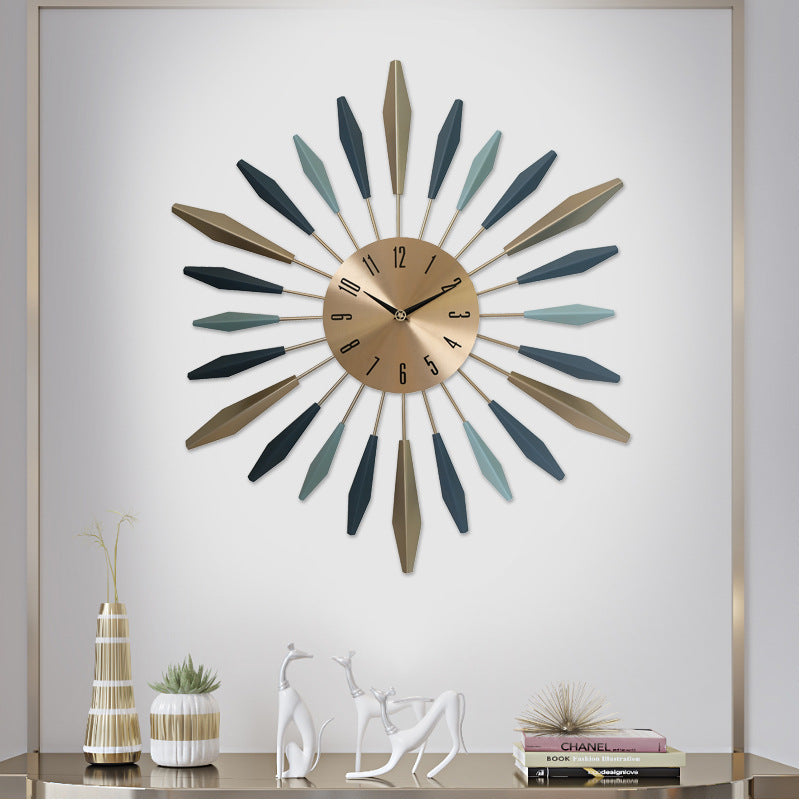 European Style Living Room Entrance Noiseless Hanging Clock Wrought Iron Slightly Luxury Decoration Milk Tea Shop Wall Pocket Watch Art Clock