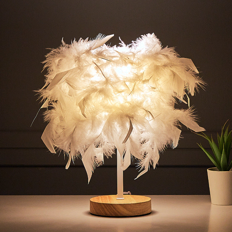 Creative Table Lamp Decorative Feather Bedside Lamp